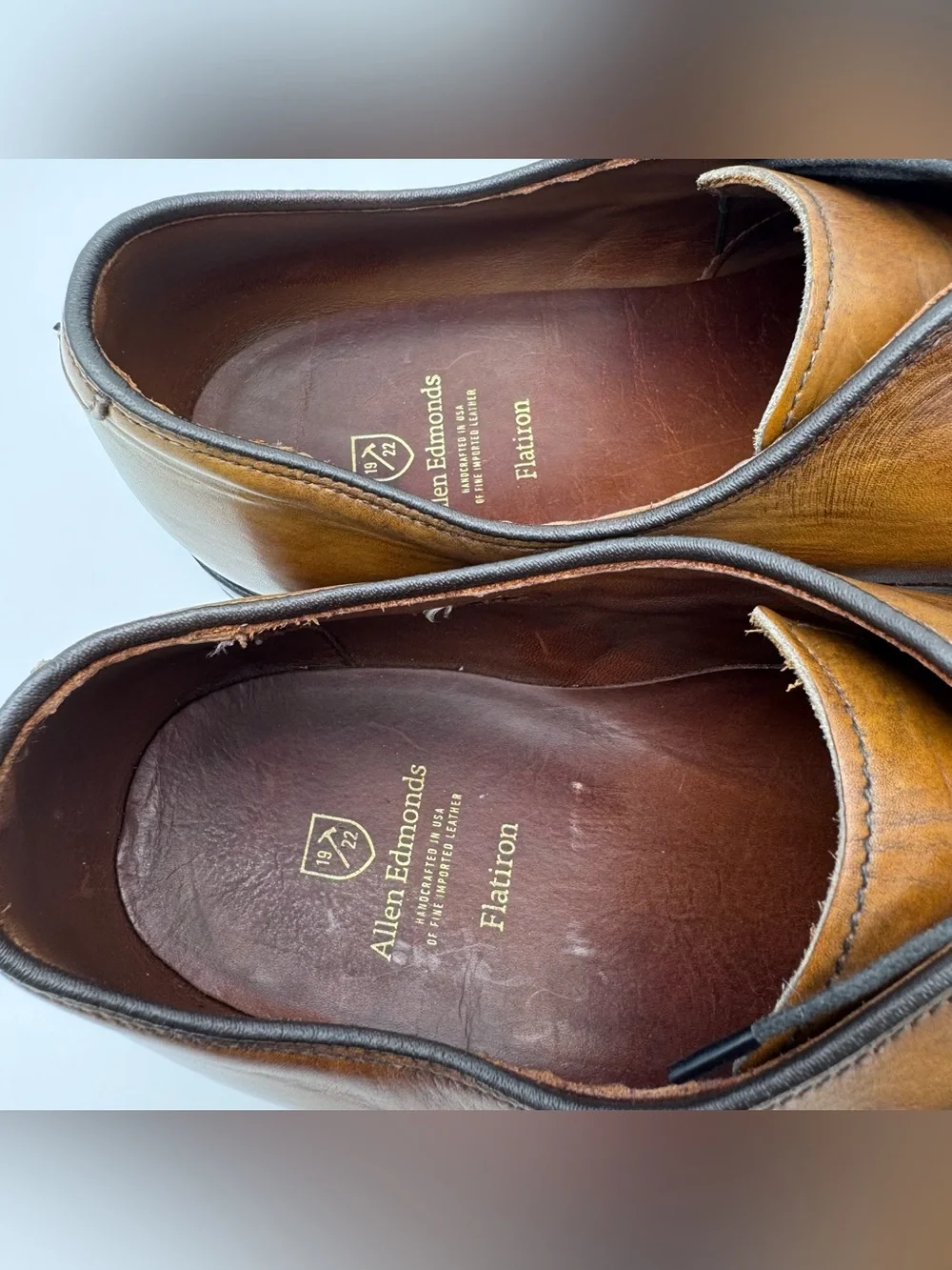 Allen Edmonds Flatiron Cognac Leather Brogue Oxford Shoes Men 13 3E Made in USA